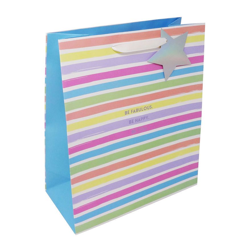 George Home Rainbow Stripe Large Gift Bag General Household ASDA   