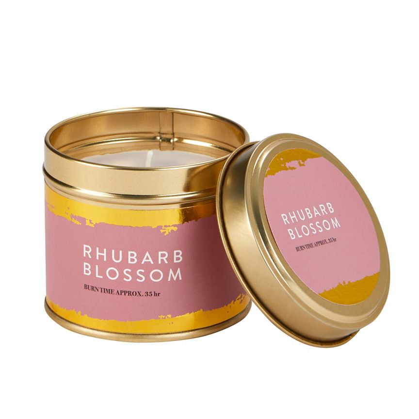 George Home Rhubarb Blossom Gold Tin Candle