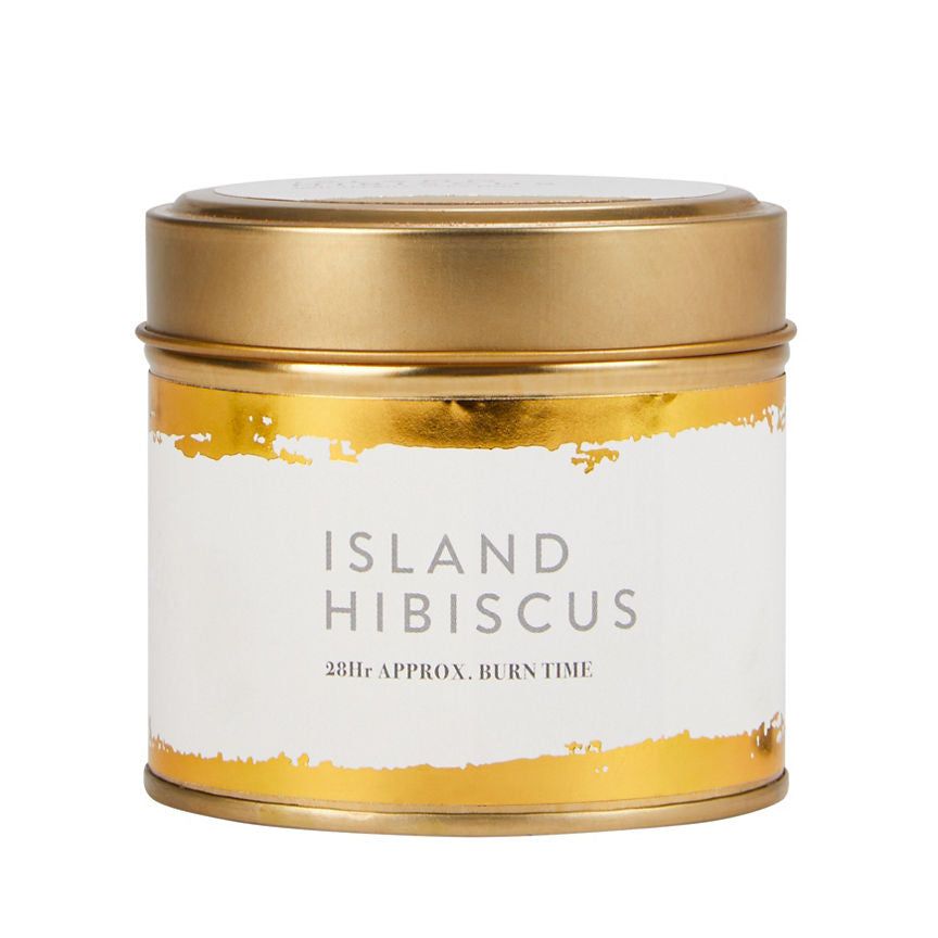 George Home Island Hibiscus Gold Tin Candle General Household ASDA   