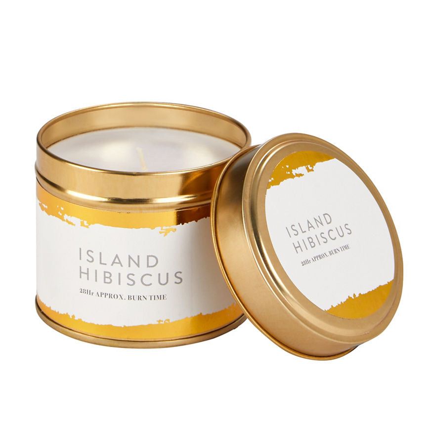 George Home Island Hibiscus Gold Tin Candle