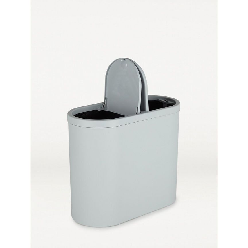 George Home Grey 2 Section Bathroom Bin 12L