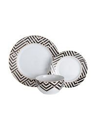 George Home Black And Gold Geo Dinner Set