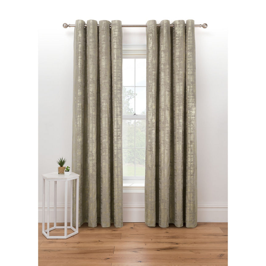 George Home Gold Shimmer Velvet Lined Eyelet Curtains General Household ASDA   