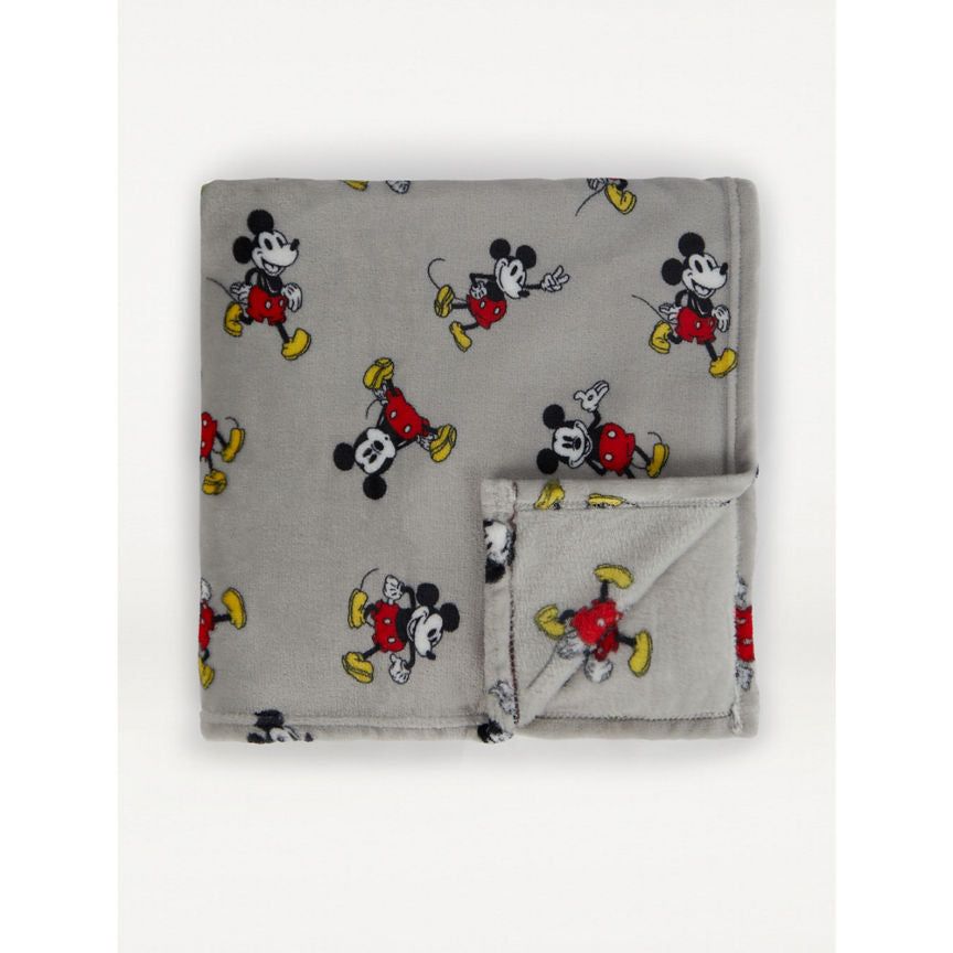 George Home Grey Mickey Mouse Fleece Blanket General Household ASDA   