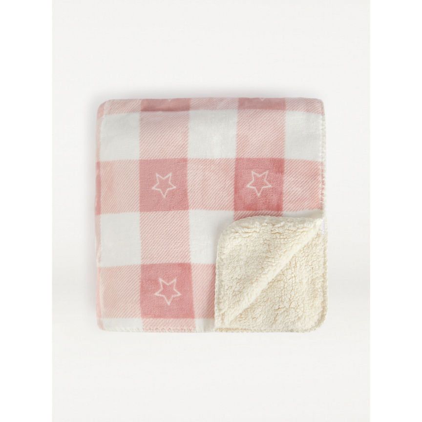 George Home Pink Sherpa Gingham Check Throw