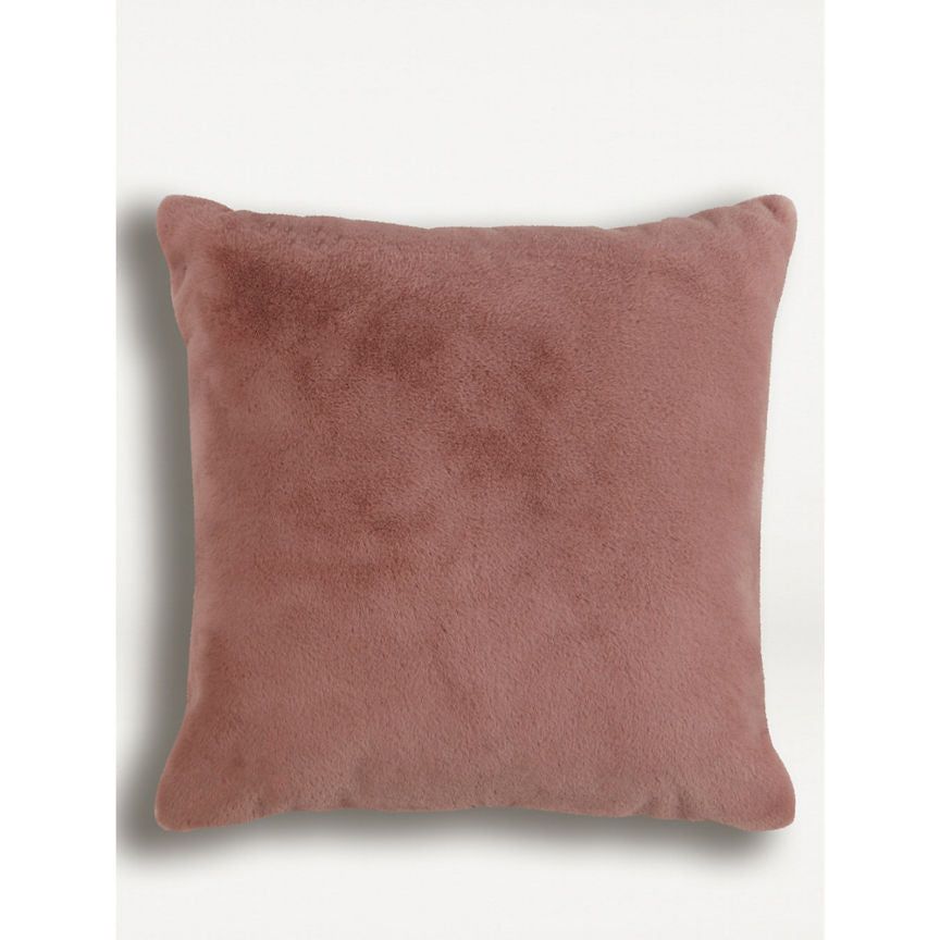 George Home Large Pink Plain Faux Fur Cushion Cover