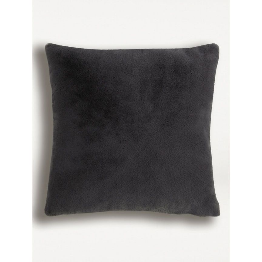 George Home Large Grey Plain Faux Fur Cushion Cover