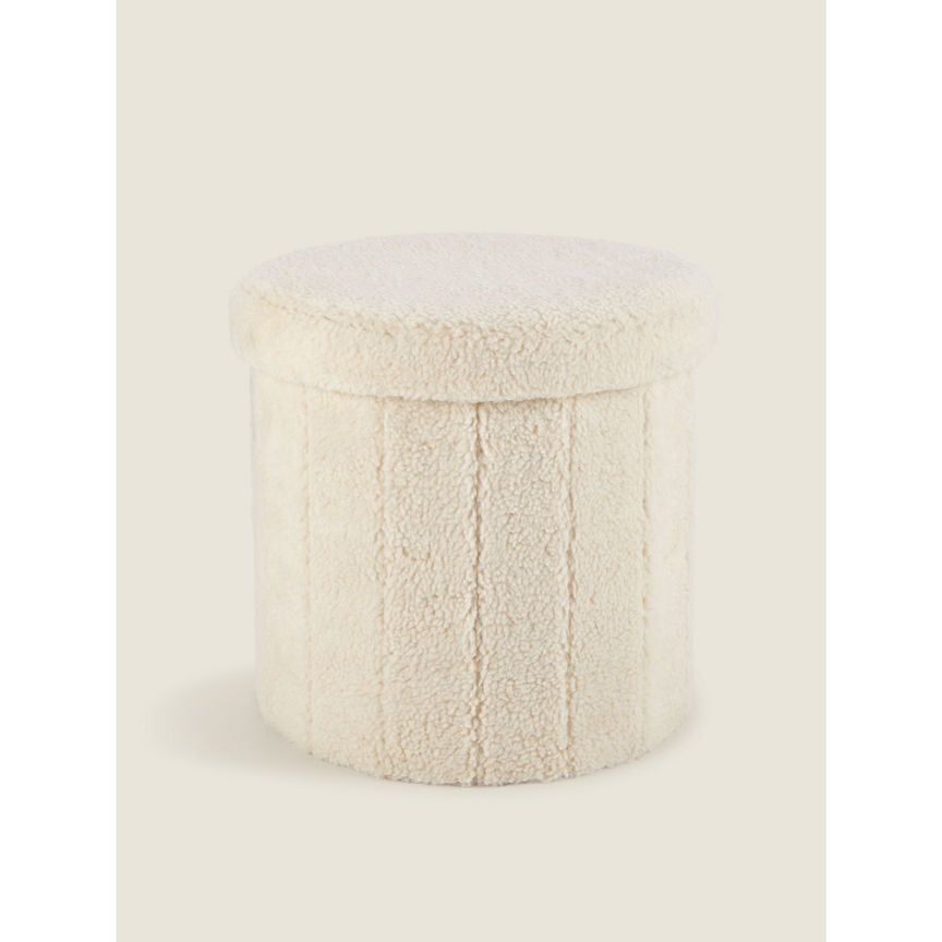 George Home Cream Sherpa Storage Ottoman General Household ASDA   