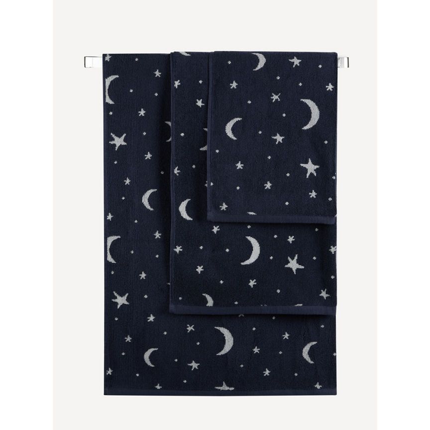 George Home Navy Moon and Stars Bath Sheet General Household ASDA   