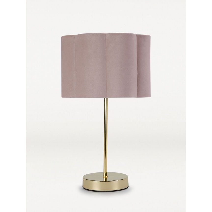 George Home Pink Velvet Scallop Table Lamp