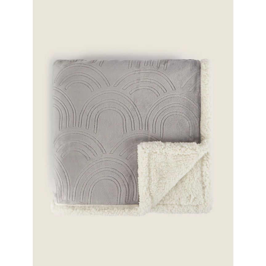 George Home Embossed Arc Sherpa Throw Grey