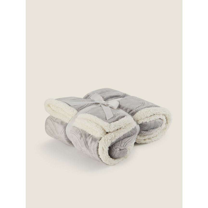 George Home Embossed Arc Sherpa Throw Grey General Household ASDA   