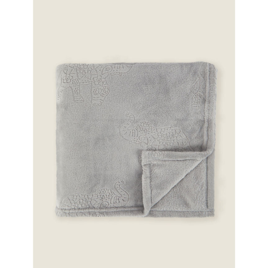 George Home Grey Embossed Elephant Super Soft Throw General Household ASDA   