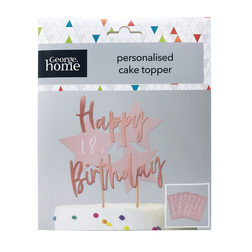 George Home Rose Gold Personalised Cake Topper General Household ASDA   