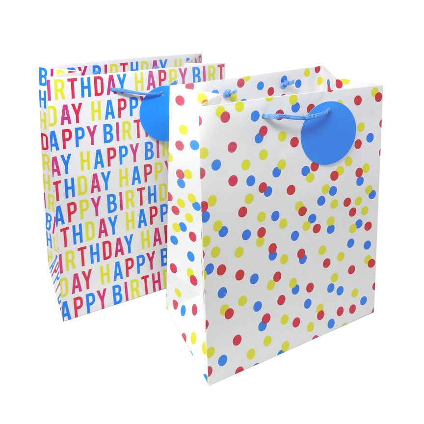 George Home Blue and Spot Large Gift Bags 2 Pack