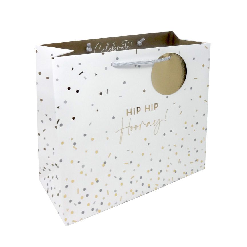 George Home Large Hip Hip Hooray Silver & Gold Landscape Gift Bag General Household ASDA   