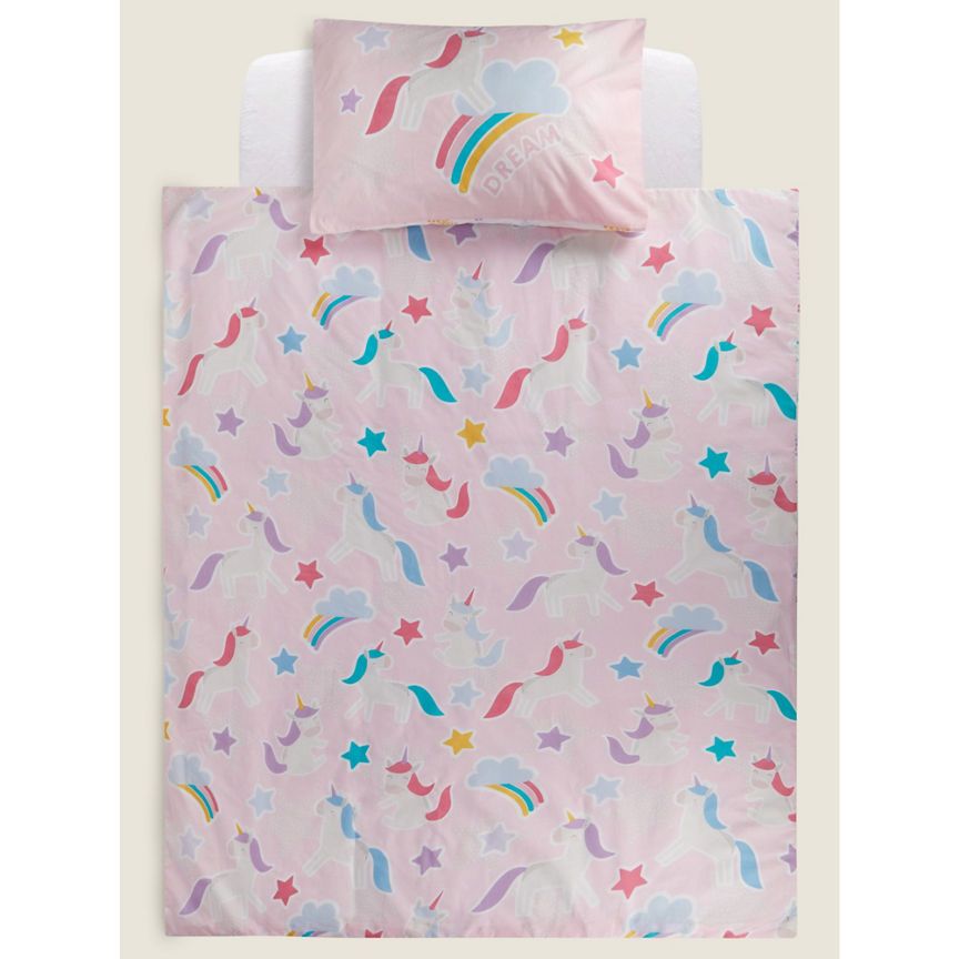 George Home Unicorn Print Easy Care Reversible Duvet Set - Toddler