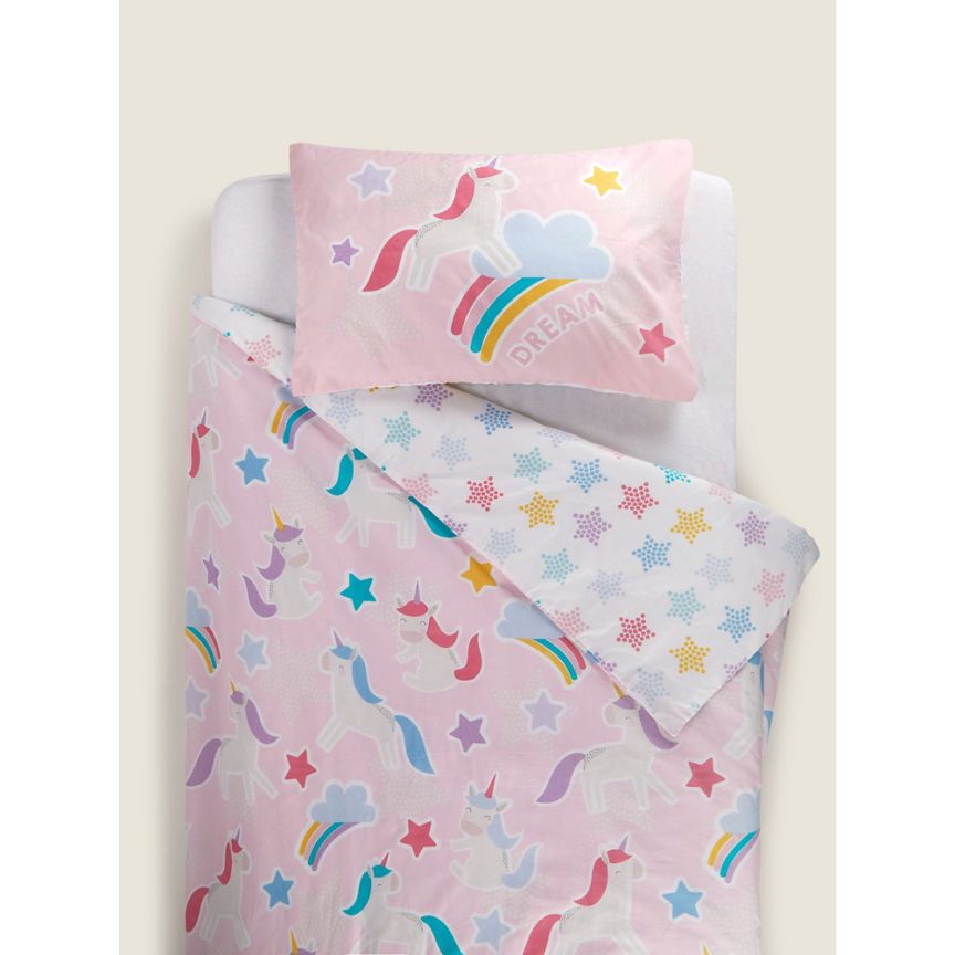 George Home Unicorn Print Easy Care Reversible Duvet Set Toddler