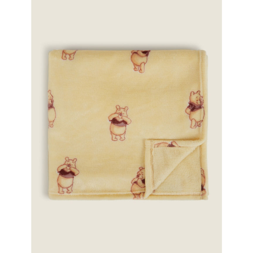 George Home Yellow Winnie the Pooh Fleece Throw