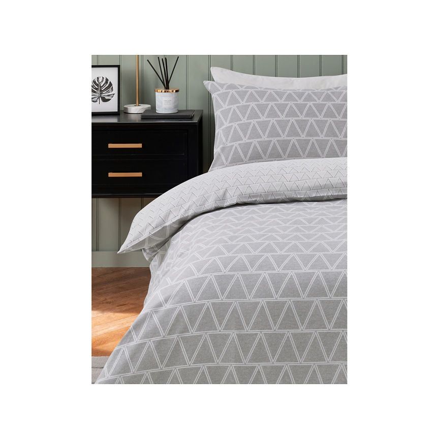 George Home Grey Triangles Geo Reversible Duvet Cover Set Double