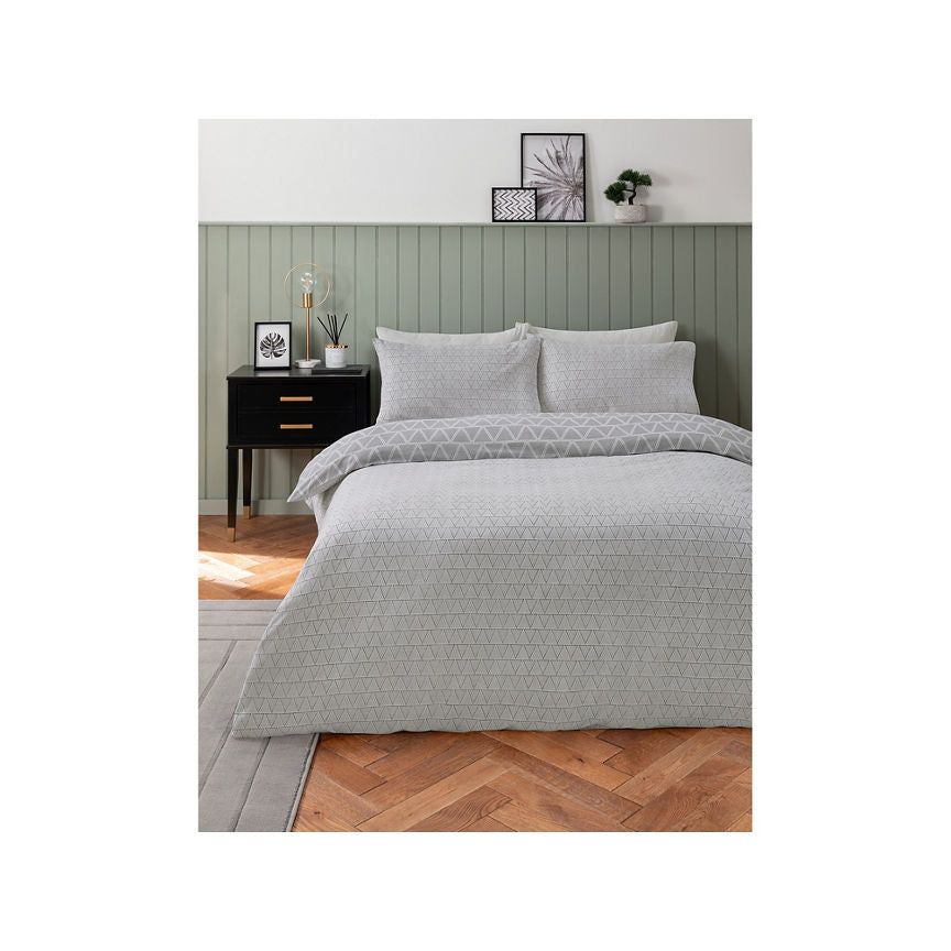 George Home Grey Triangles Geo Reversible Duvet Cover Set Double General Household ASDA   