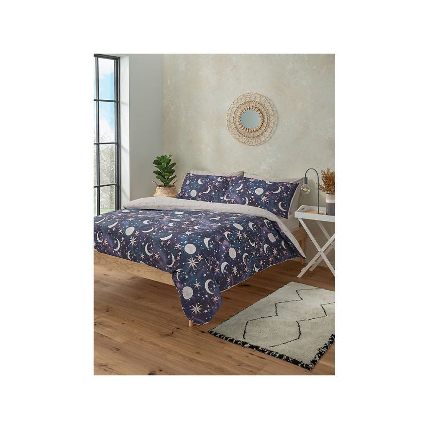 George Home Navy Celestial Reversible Duvet Cover Set Double