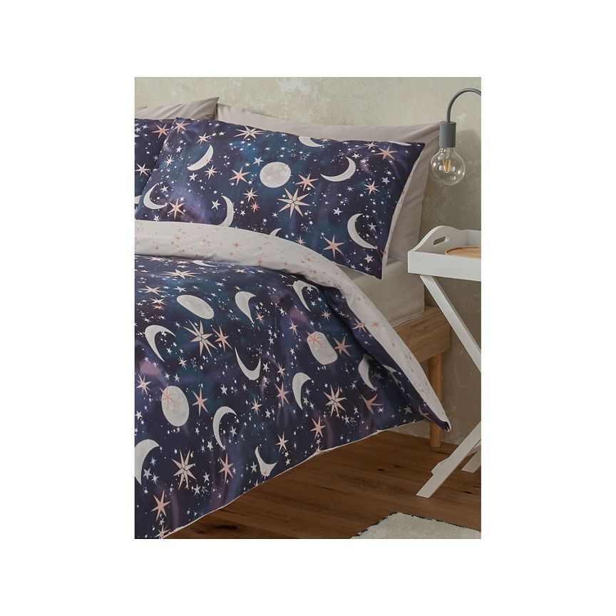 George Home Navy Celestial Reversible Duvet Cover Set Double General Household ASDA   