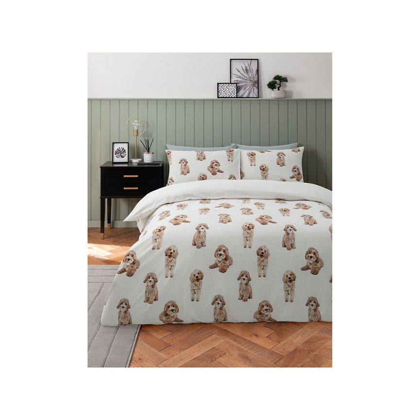 George Home Natural Cockapoos Reversible Duvet Cover Set - Single General Household ASDA   