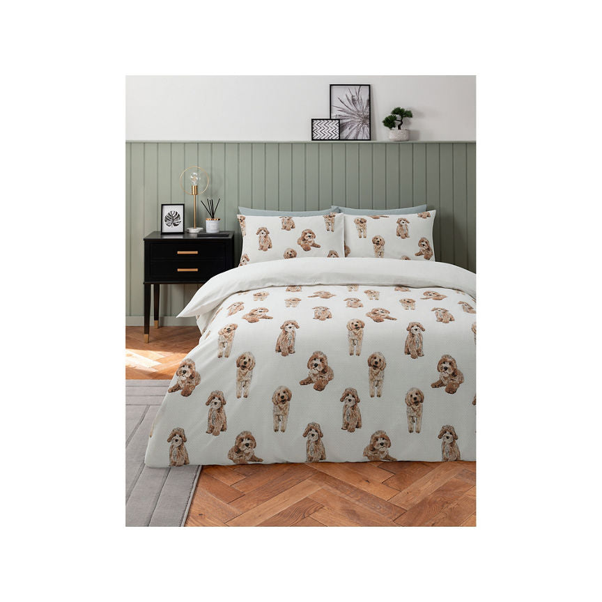 George Home Natural Cockapoos Reversible Duvet Cover Set - Double