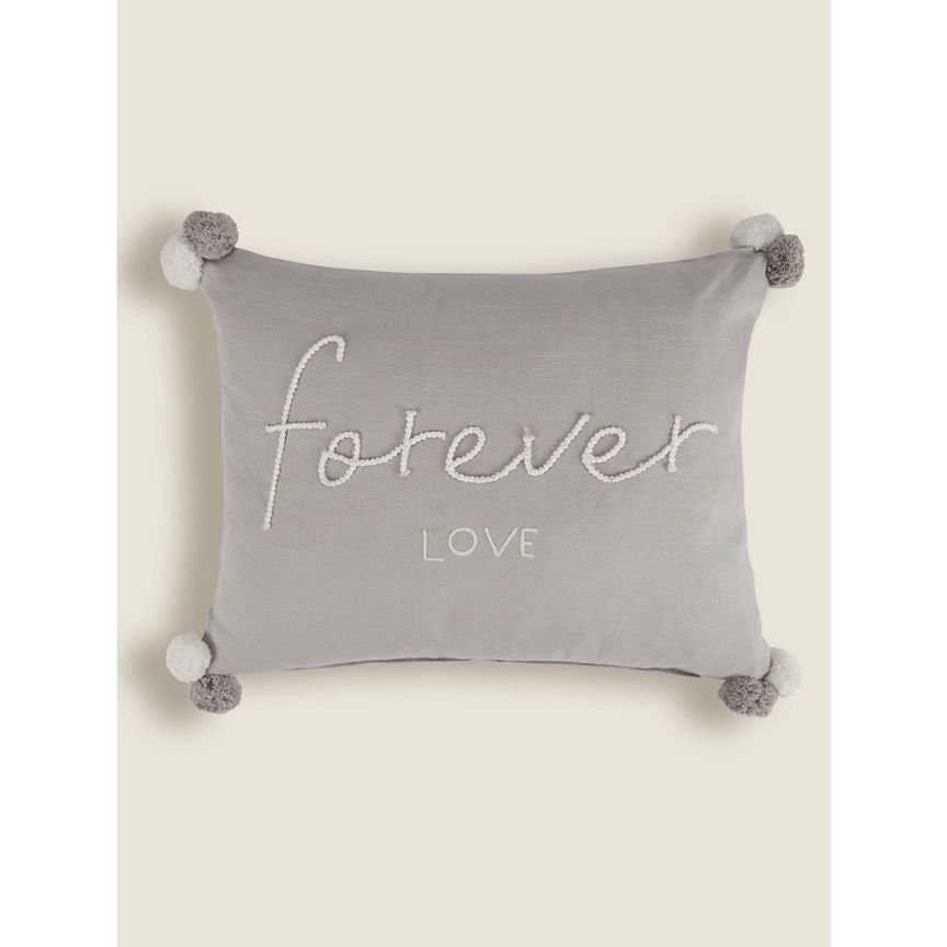 George Home Grey Forever Love Slogan Cushion General Household ASDA   