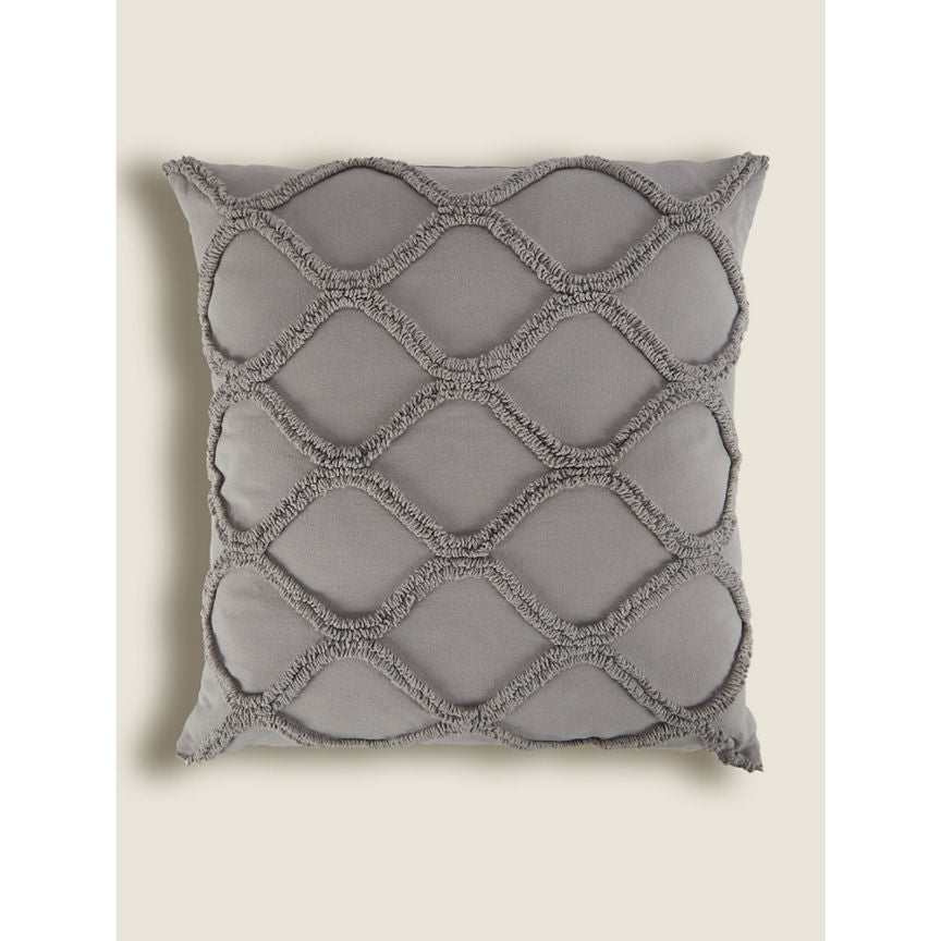 George Home Grey Tonal Tufted Cushion General Household ASDA   