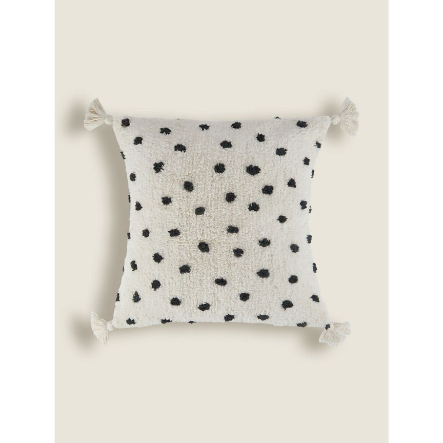 George Home Monochrome Polka Dot Tassel Cushion General Household ASDA   