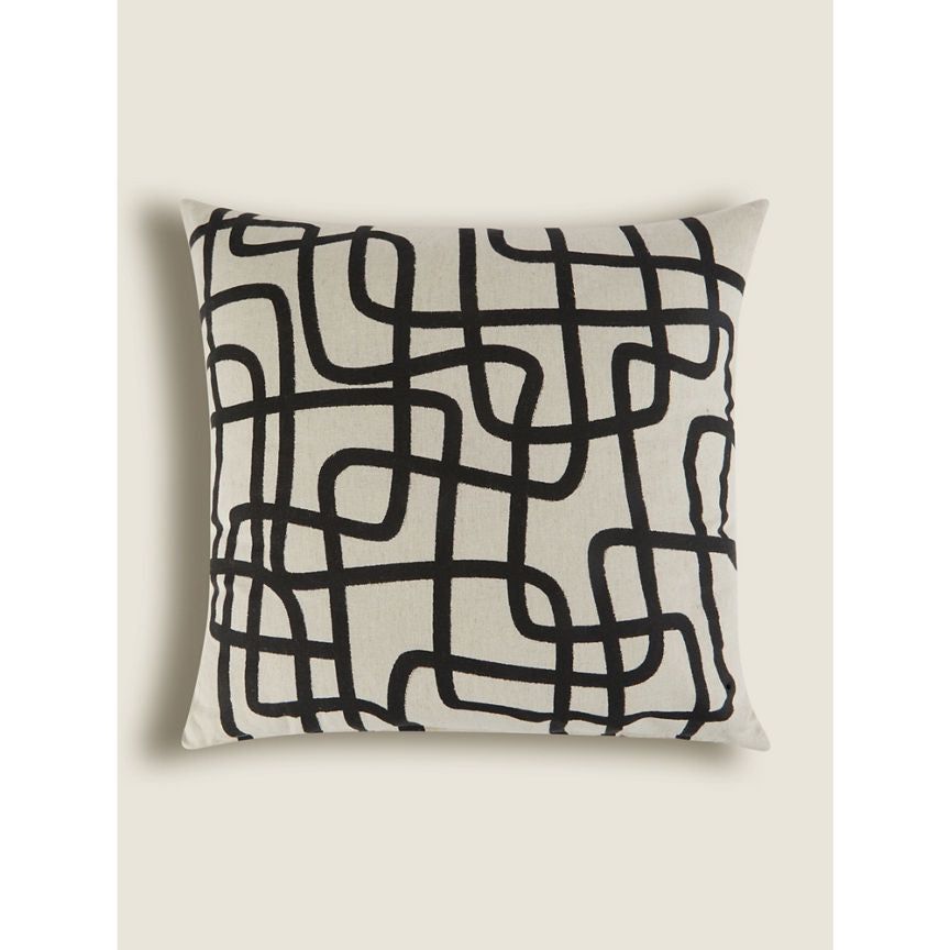 George Home Natural Abstract Line Print Cushion