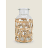 George Home Clear Bottle Vase With Handwoven Rattan Detail General Household ASDA   