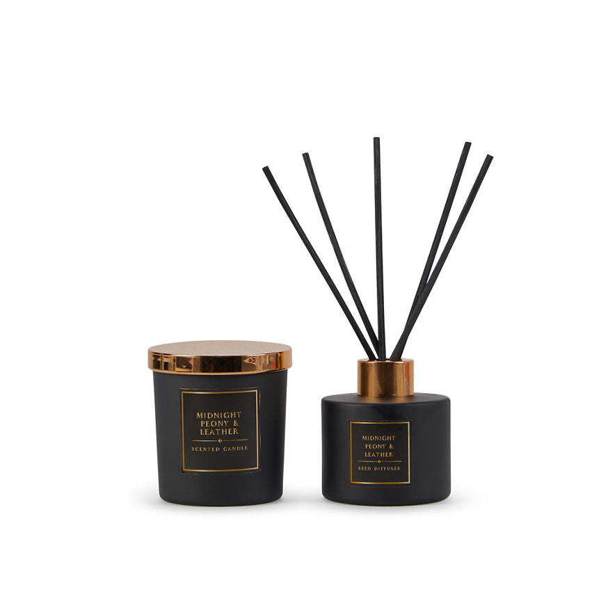 George Home Classics Midnight Peony and Leather Candle and Reed Gift Set