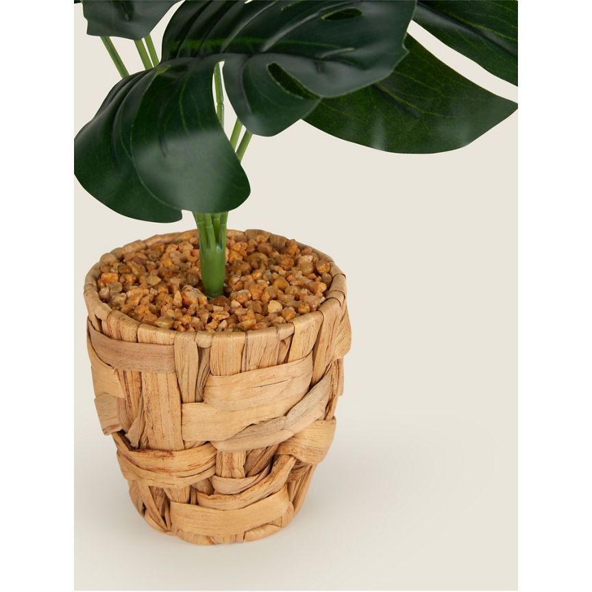 George Home 32cm Artificial Monstera Plant in Water Hyacinth Pot General Household ASDA   