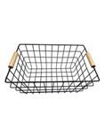 George Home Black Wire Storage Basket with Wood Handle General Household ASDA   