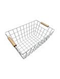 George Home White Wire Storage Basket with Wood Handle General Household ASDA   