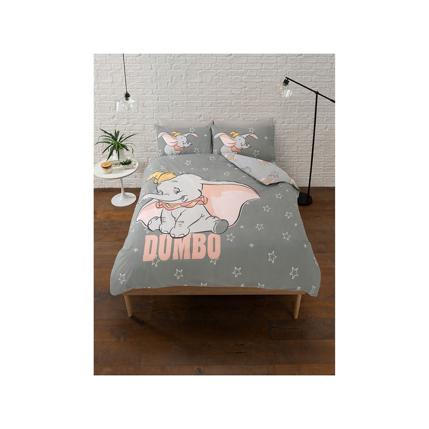 George Home Disney Grey Dumbo Reversible Duvet Set Double