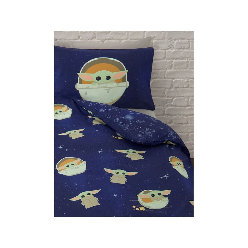 George Home Star Wars Baby Yoda Galaxy Reversible Duvet Set Double