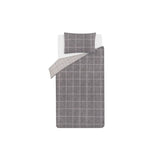 George Home Grey Check Easy Care Reversible Duvet Set - Single General Household ASDA   