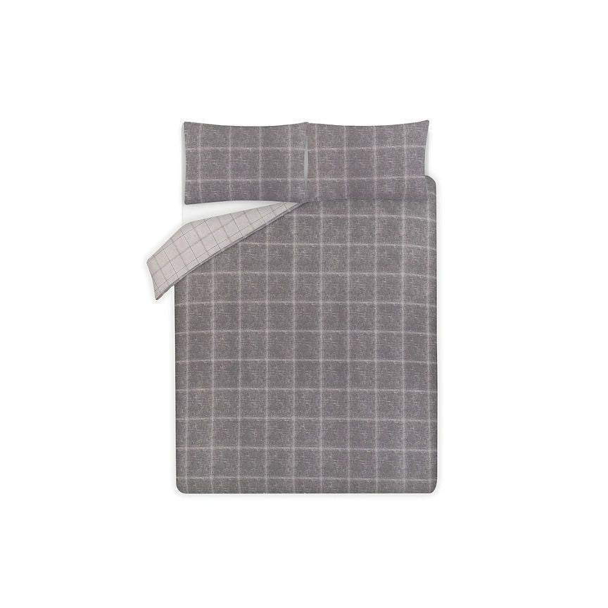 George Home Grey Check Easy Care Reversible Duvet Set - Double General Household ASDA   