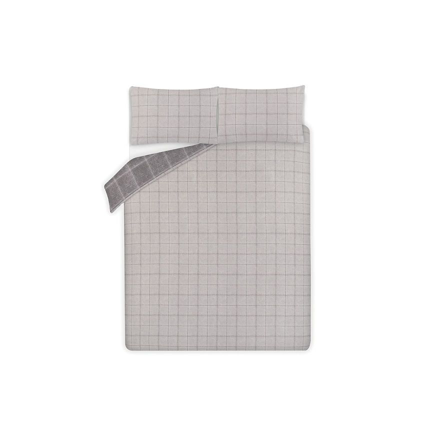 George Home Grey Check Easy Care Reversible Duvet Set - King General Household ASDA   