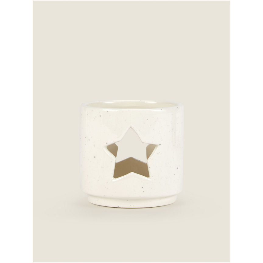 George Home White Ceramic Star Speckled Tealight Holder - Set of 2