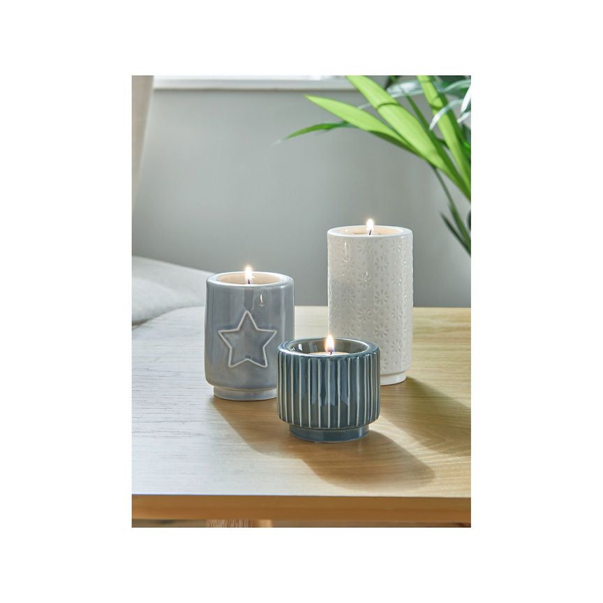 George Home Grey Star Tealight Holder - Set of 3 General Household ASDA   