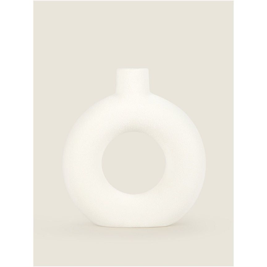 George Home White Ceramic Donut Vase