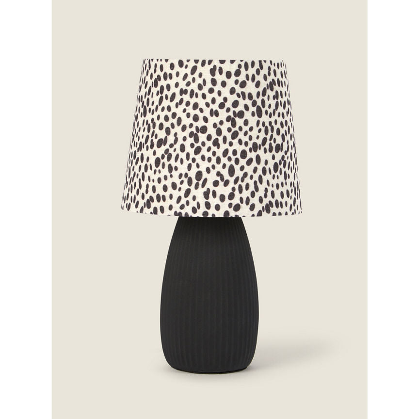 George Home Black Ribbed Table Lamp With Printed Shade - McGrocer
