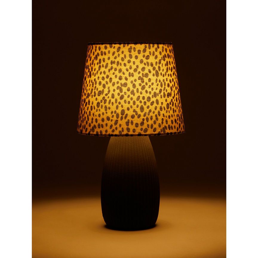 George Home Black Ribbed Table Lamp With Printed Shade General Household ASDA   