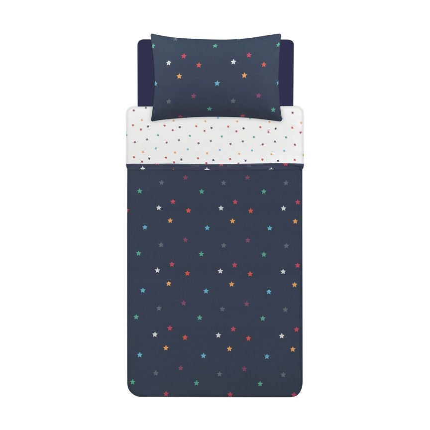 George Home 2pk Single Duvet Star & Check Boys