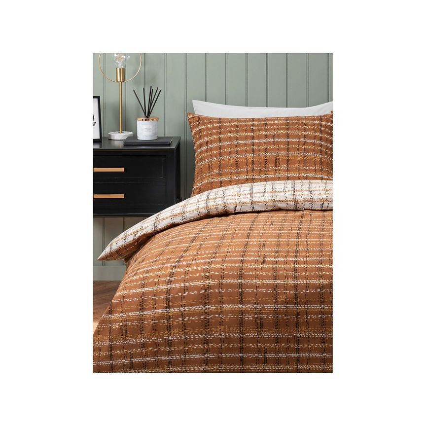 George Home Orange Boucle Check Duvet Set - Single